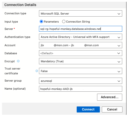 Azure SQL DB AAD Authentication
